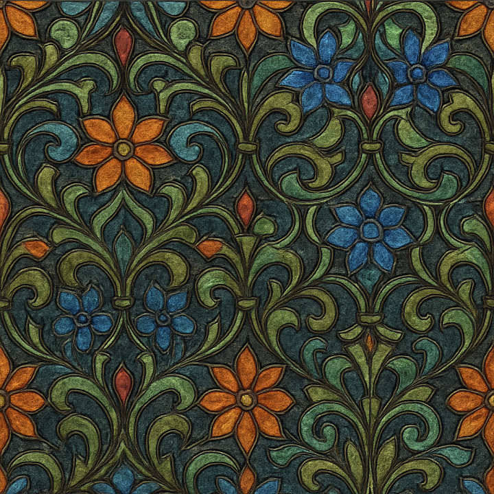 Ornate Stained Glass seamless PBR texture preview