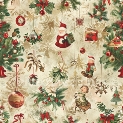 seamless Seamless 3D PBR Vintage Christmas Digital Paper Texture with Festive Ornaments and Snowflakes texture 8k free download PBR