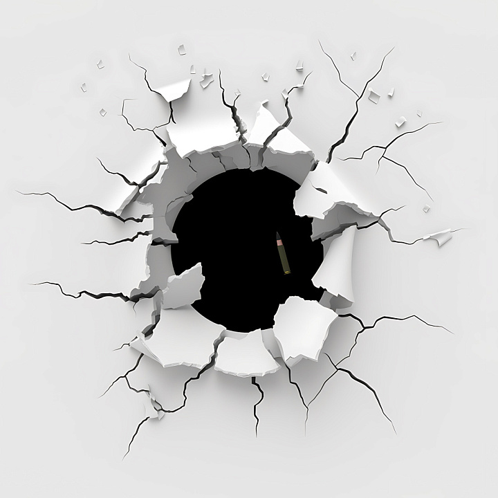 Cracked & Holes of White Cracked and Holed Drywall with Fractured Edges seamless PBR texture preview