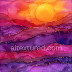 seamless Seamless 3D Alcohol Ink PBR Texture Featuring Purple Layers and Golden Veined Sunset Swirls texture 8k free download PBR