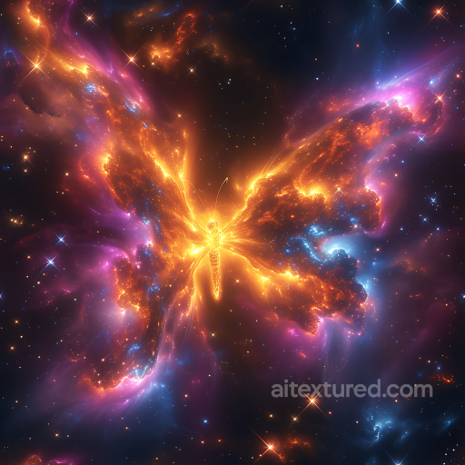 Space PBR Texture Featuring a Glowing Cosmic Butterfly Nebula seamless Star, space, planets PBR texture