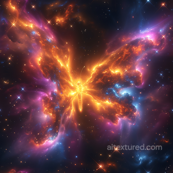 Space PBR Texture Featuring a Glowing Cosmic Butterfly Nebula Star, space, planets texture preview