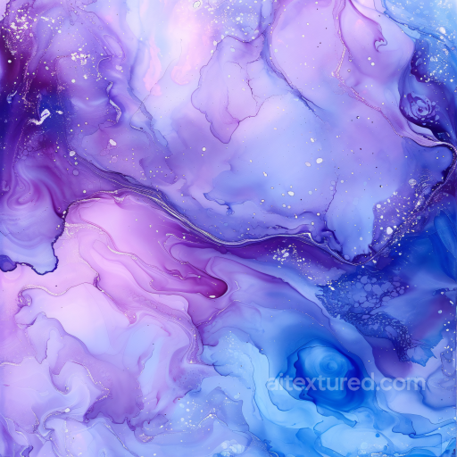 Alcohol Ink PBR Texture Featuring Soft Purple and Blue Fluid Swirls seamless Alcohol ink PBR texture