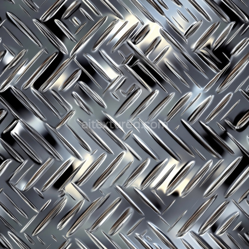 Seamless 3D Polished Steel Diamond Plate PBR Texture with Reflective Surface