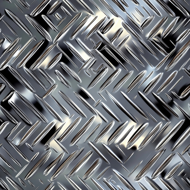 Polished Steel Diamond Plate with Reflective Surface seamless PBR texture preview