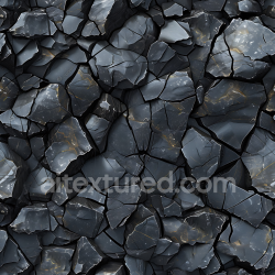 seamless Seamless 3D Shattered Black Stone Rock PBR Texture with Gold Veins texture 8k free download PBR
