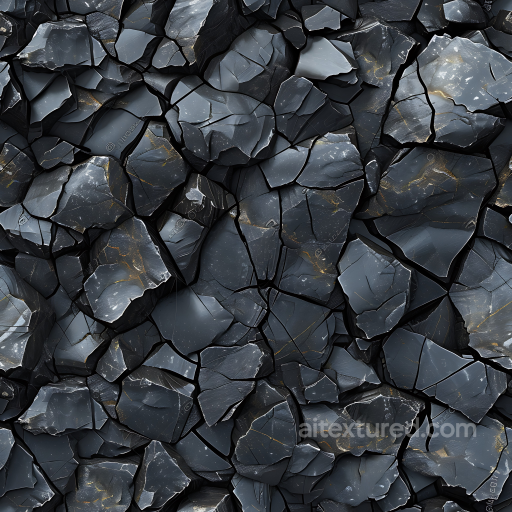 Shattered Black Stone Rock PBR Texture with Gold Veins seamless Stone PBR texture