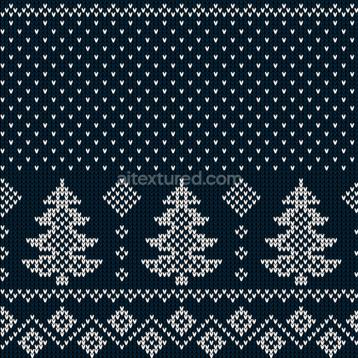 Seamless 3D PBR Knitted Fabric Texture with White Christmas Tree Pattern