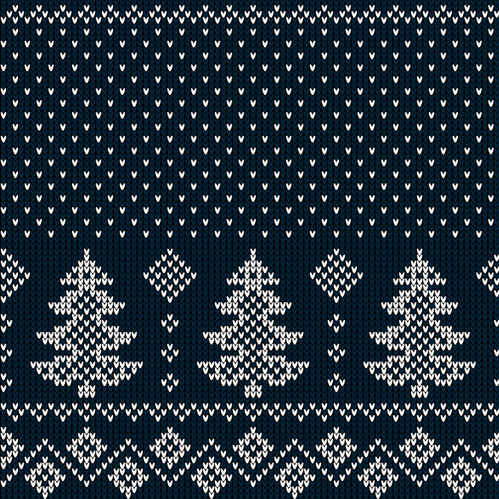 Knitted Fabric Featuring White Christmas Trees Pattern seamless PBR texture preview
