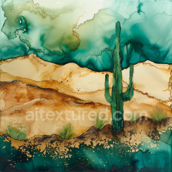 seamless Seamless 3D Alcohol Ink PBR Texture with Desert Cactus and Turquoise Sand Dunes texture 8k free download PBR