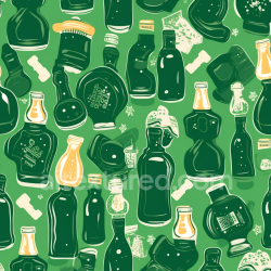 seamless Seamless 3D PBR Texture Featuring Stylized Green Bottles Pattern texture 8k free download PBR