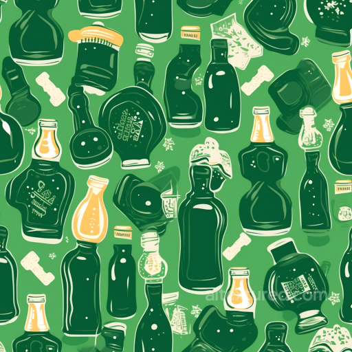 Featuring Stylized Green Bottles Pattern seamless St patrick digital paper bundle PBR texture