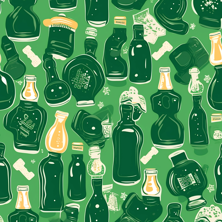 Featuring Stylized Green Bottles Pattern seamless PBR texture preview