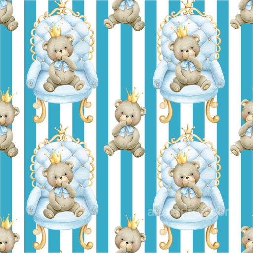Baby Boy Teddy Bears on Blue Striped Fabric Seamless Texture seamless Baby Boy  PBR texture