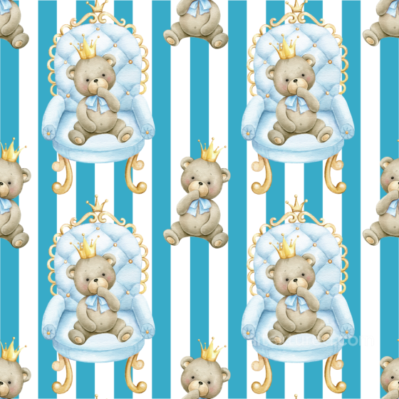 Baby Boy Teddy Bears on Blue Striped Fabric Seamless Texture Baby Boy texture preview
