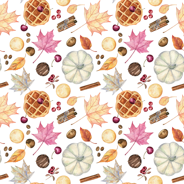 Featuring Autumn Leaves and Warm Seasonal Treats seamless PBR texture preview
