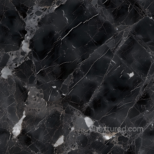Black Marble PBR Texture with Bold Veins and Polished Finish seamless Marble PBR texture
