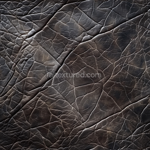 Seamless 3D PBR Dark Brown Aged Cracked Leather Texture with Deep Wrinkles