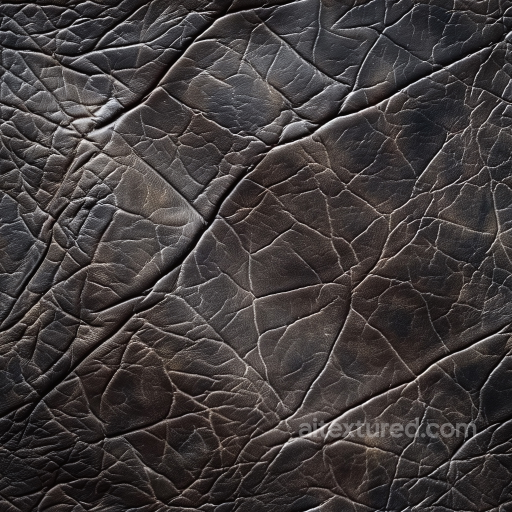 Dark Brown Aged Cracked Leather Texture with Deep Wrinkles seamless Leather PBR texture