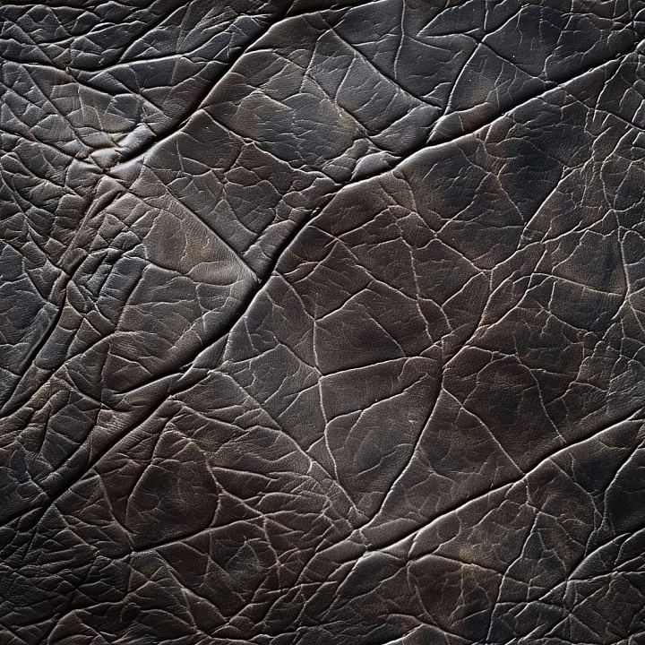 Dark Brown Aged Cracked Leather with Deep Wrinkles seamless PBR texture preview