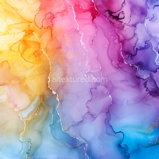 Seamless 3D Alcohol Ink PBR Texture Featuring Multicolor Fluid Waves and Soft Marbling