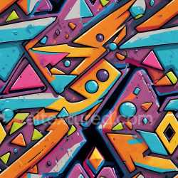 seamless Seamless 3D PBR Texture of Colorful Abstract Geometric Graffiti Art texture 8k free download PBR