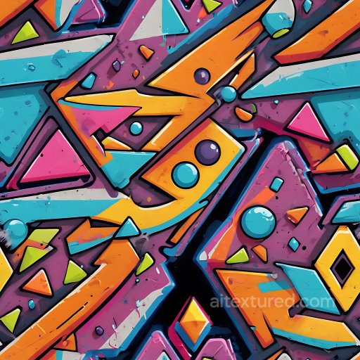 Seamless 3D PBR Texture of Colorful Abstract Geometric Graffiti Art texture preview