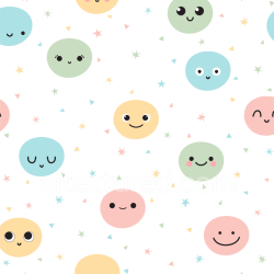 seamless Seamless 3D PBR Texture of Colorful Pastel Happy Face Pattern texture 8k free download PBR