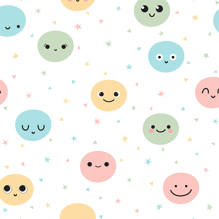 Colorful Pastel Happy Face Pattern seamless PBR texture preview