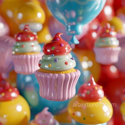 Inflated PBR Texture of Colorful Glossy Vinyl Balloons with Round Shapes seamless Inflated PBR texture