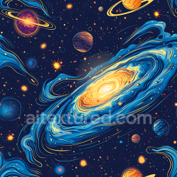 seamless Seamless 3D Space PBR Texture Featuring Stylized Galaxy Clouds and Vibrant Cosmic Planets texture 8k free download PBR