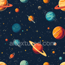 seamless Seamless 3D Space PBR Texture Featuring Colorful Cartoon Planets and Starfield texture 8k free download PBR