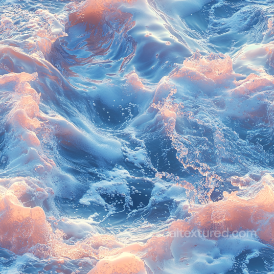 Water PBR Texture Featuring Dynamic Ocean Waves and Foam with Soft Pink Highlights Water texture preview