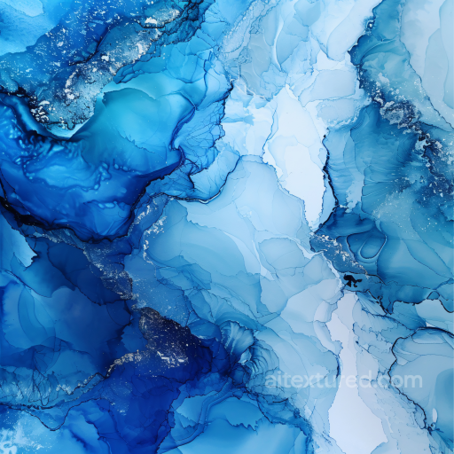 Alcohol Ink PBR Texture with Deep Blue Fluid Waves and Delicate Veins seamless Alcohol ink PBR texture