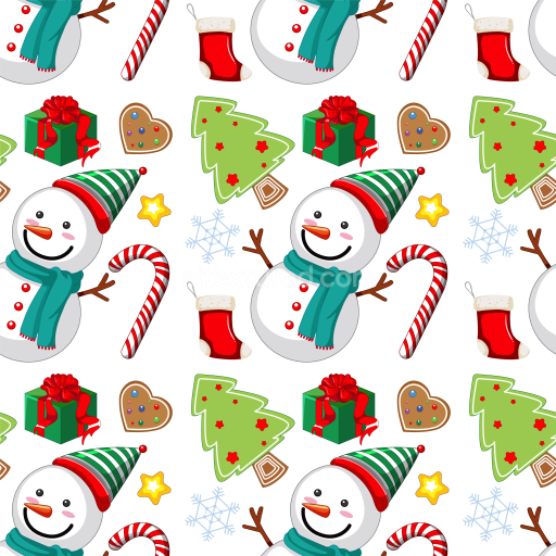 Seamless 3D PBR Christmas Digital Paper Texture Featuring Snowmen & Festive Icons
