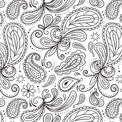 seamless Seamless 3D PBR Texture of Black and White Paisley Patterned Fabric texture 8k free download PBR
