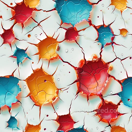 cracked & hole PBR texture of vibrant shattered paint layers seamless Cracked & Holes PBR texture