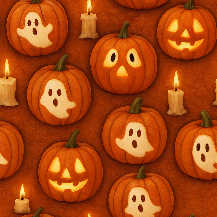 Carved Pumpkin Skin For Halloween Decor seamless PBR texture preview