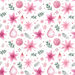 seamless Seamless 3D PBR Texture of Pink Floral Christmas Digital Paper Pattern texture 8k free download PBR