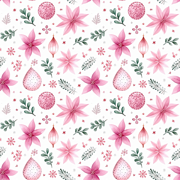 All Christmas Digital paper of Pink Floral Christmas Digital Paper Patt… seamless PBR texture preview