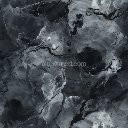 Seamless 3D Gray and Black Marble PBR Texture with Dramatic Veins