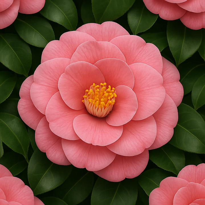 Camellia Bloom Flower Petals Closeup Flower Garden Photorealistic seamless PBR texture preview