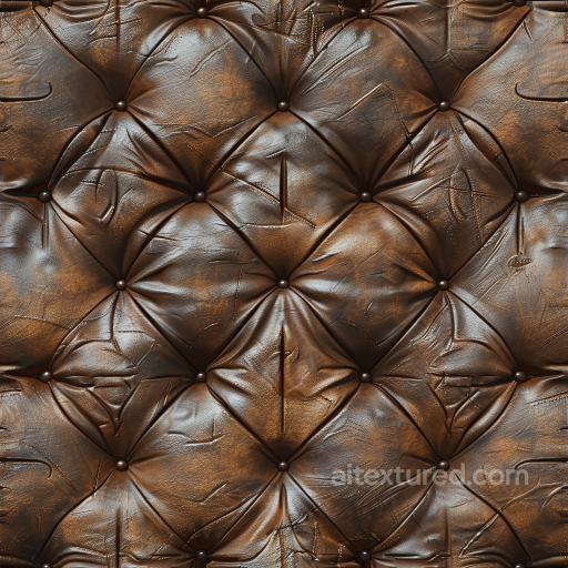 Vintage Quilted Brown Leather Texture with Wrinkles and Scuffs seamless Leather PBR texture