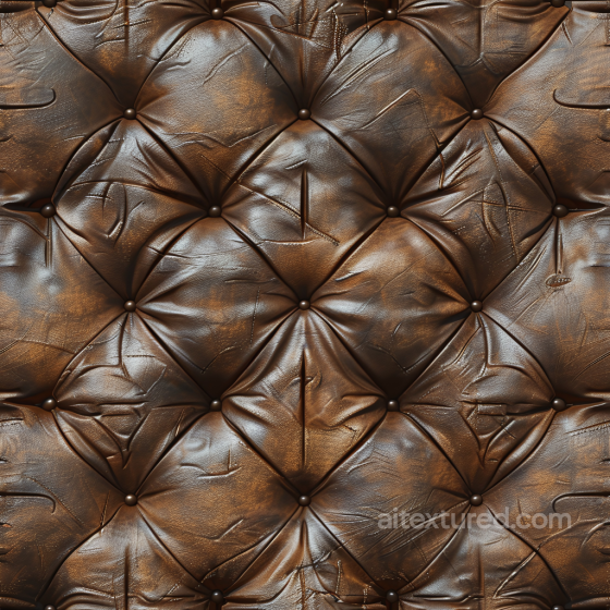 Vintage Quilted Brown Leather Texture with Wrinkles and Scuffs Leather texture preview