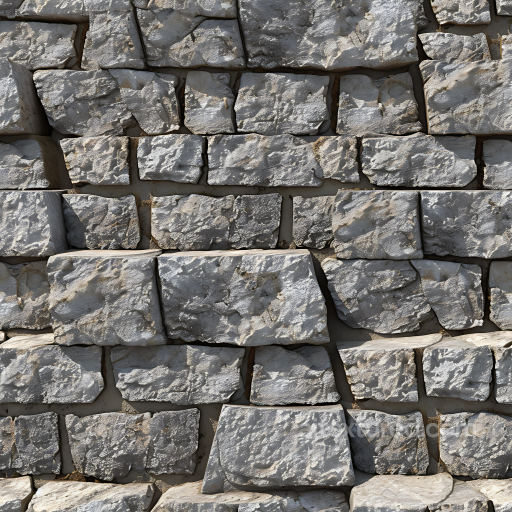 Weathered Stone Wall Texture with Rough Chipped Rocks and Natural Gaps seamless Stone PBR texture