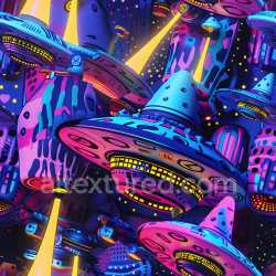 seamless Seamless 3D PBR Texture Featuring Neon UFO Graffiti Street Art Pattern texture 8k free download PBR
