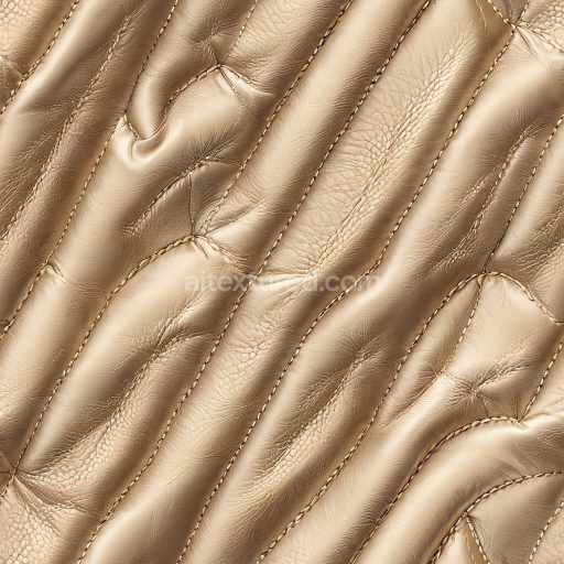 Seamless 3D Quilted Tan Leather PBR Texture with Soft Wrinkles and Stitching