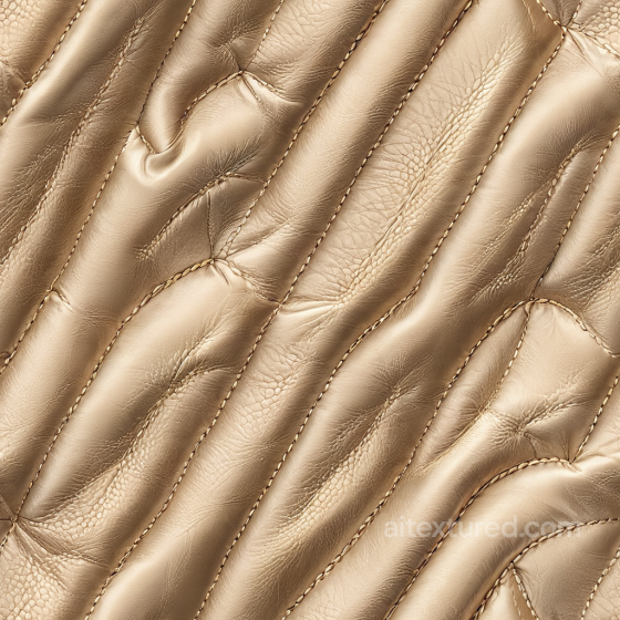 Quilted Tan Leather PBR Texture with Soft Wrinkles and Stitching Leather texture preview