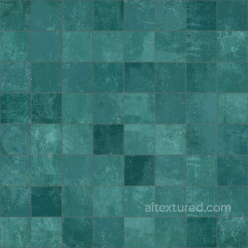 Hand Painted Teal Tiles | Free PBR seamless Tile PBR texture