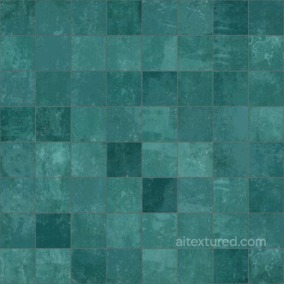Hand Painted Teal Tiles | Free PBR Tile texture preview